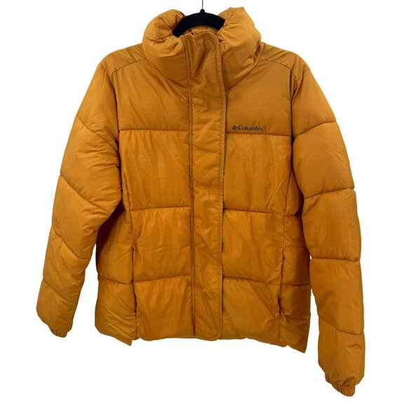 Columbia Womens Yellow Puffer Jacket Medium Lightweight & Warm Full-Zip & Snap - Picture 1 of 8
